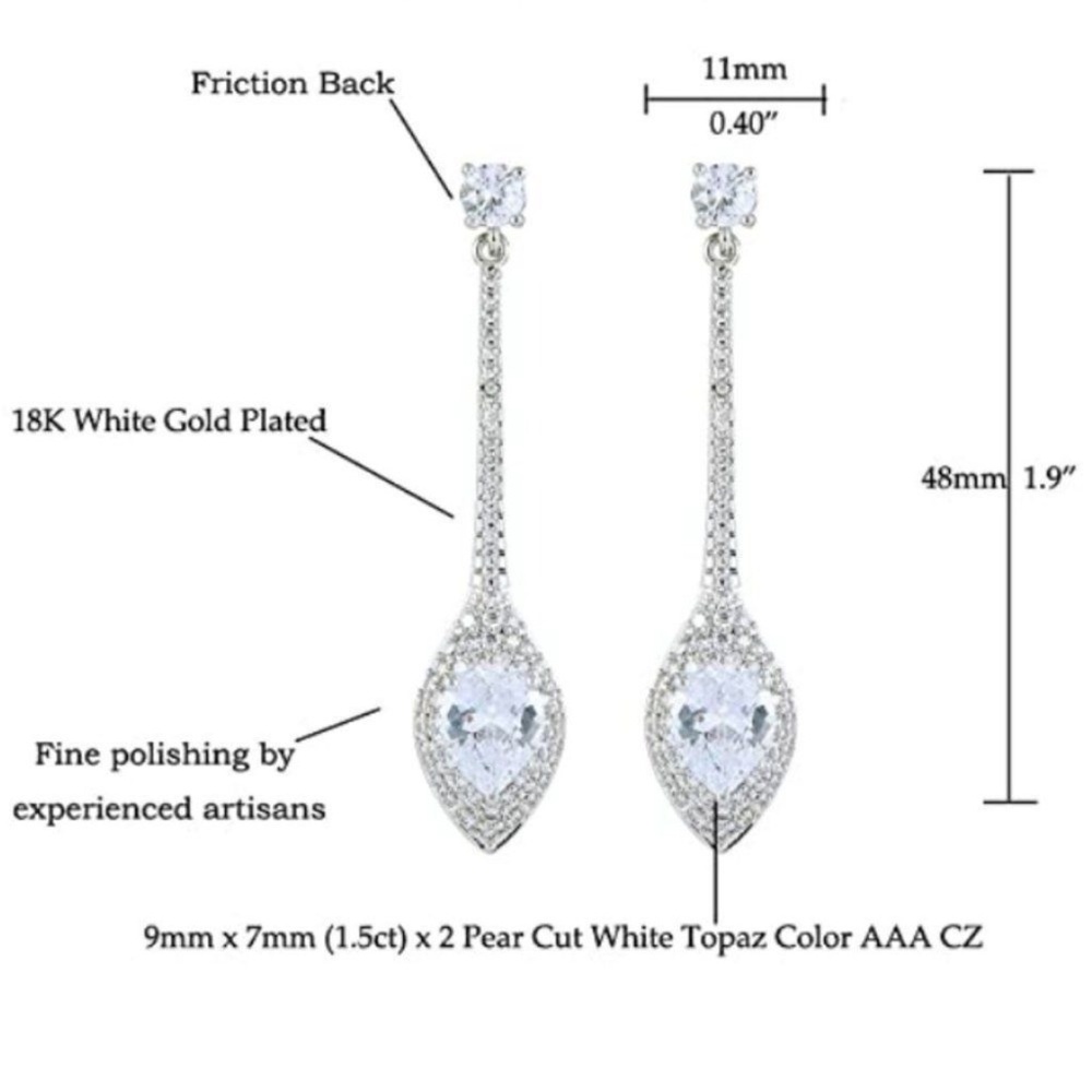 Elegant Silver Drop Earrings - Picture 2 of 4